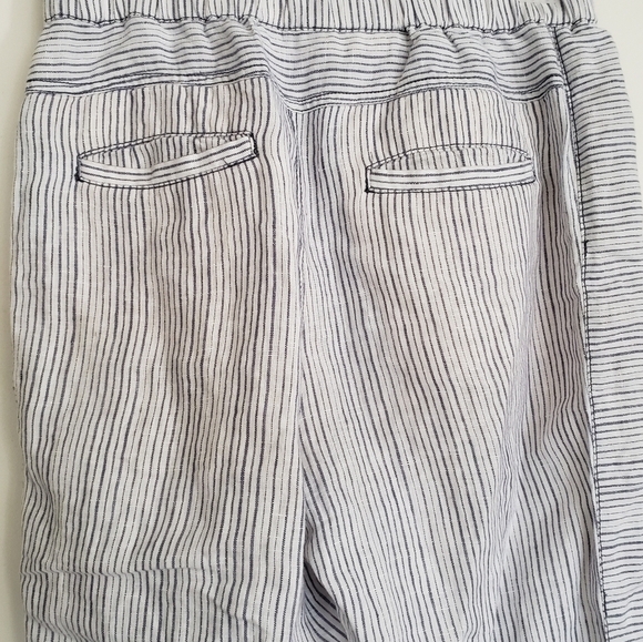 Hei Hei Linen Pants White & Blue Striped Pull On Womens Size XS Extra Small - Picture 2 of 12